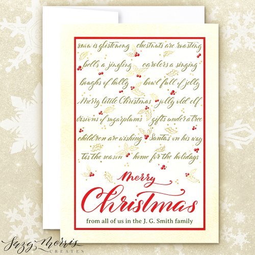 Classic Christmas Carols Flat Holiday Card
