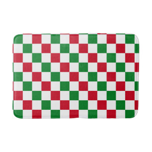Classic Christmas Checkerboard Pattern Bath Mat