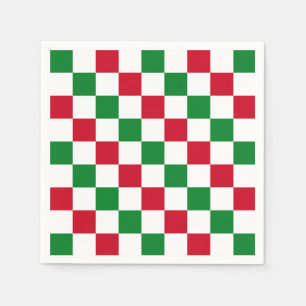 Classic Christmas Checkerboard Pattern Napkins