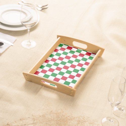 Classic Christmas Checkerboard Pattern Serving Tray