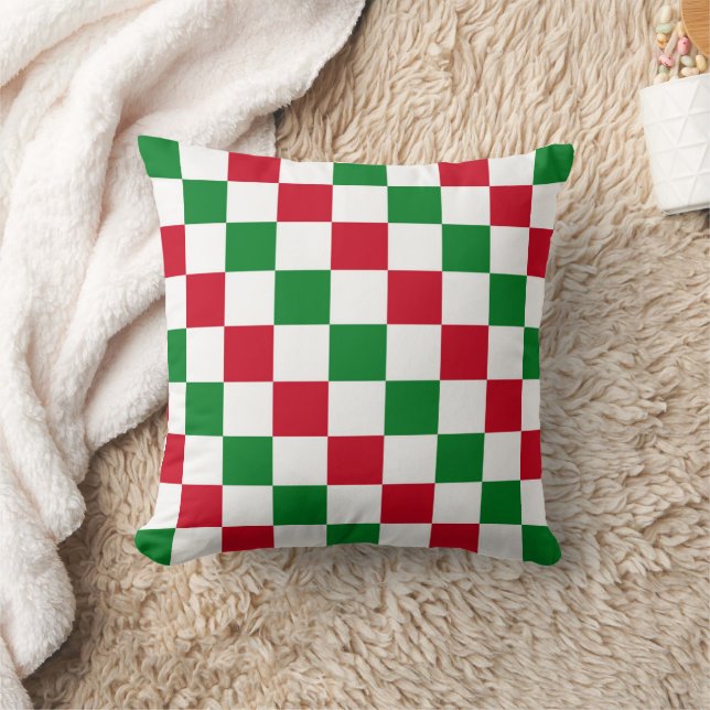 Classic Christmas Checkerboard Pattern Throw Pillow (Blanket)