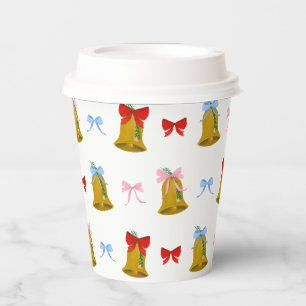 Classic Christmas Coffee Bells and Bows Paper Cups