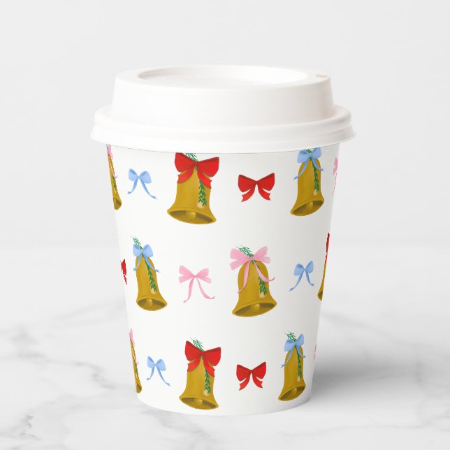 Classic Christmas Coffee Bells and Bows  Paper Cups (Front)