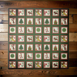 Classic Christmas Collage Icons Ceramic Tile