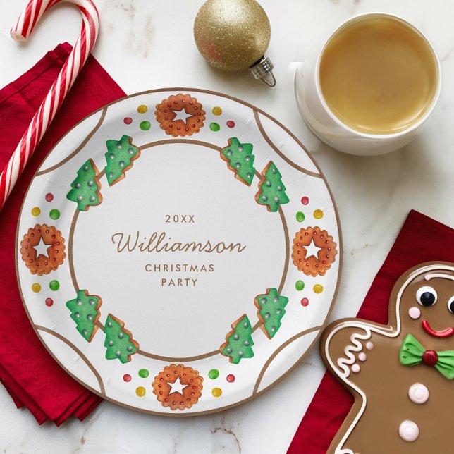 Classic Christmas Cookie Customizable Paper Plate (Christmas Cookie Paper Plate and Gingerbread Cookie)