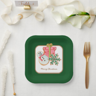 Classic Christmas Cookies Customizable Paper Plate