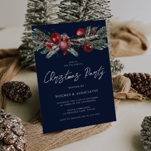 Classic Christmas Corporate Blue Christmas Party Invitation