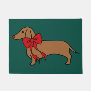 Classic Christmas Dachshund Puppy Doormat