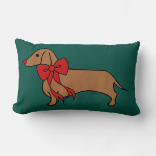 Classic Christmas Dachshund Puppy Pillow