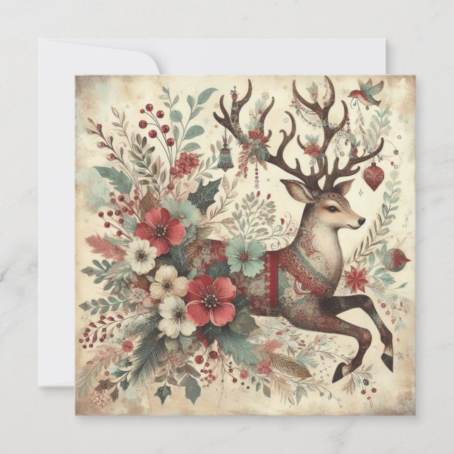 Classic Christmas Deer Greeting Card (Front)