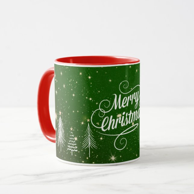 Classic Christmas Design, red and green, Mug (Front Left)