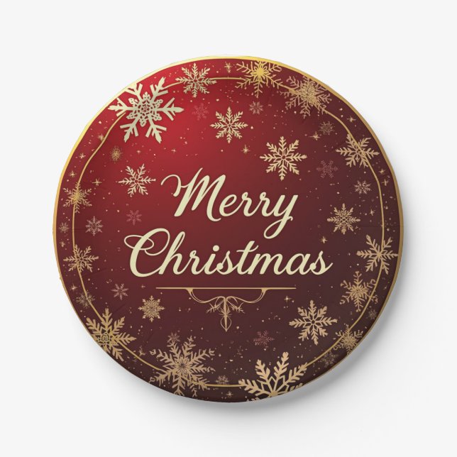 Classic Christmas Elegance Paper Plates (Front)