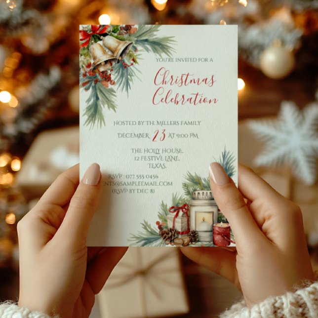 Classic Christmas Elegant Party Invitation (Classic Christmas Elegance invitation card — elegant holiday party invite for corporate events.)