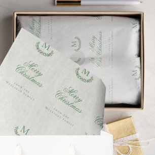 Classic Christmas family monogram  Tissue Paper