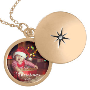 Classic Christmas Family Photo Gold Locket