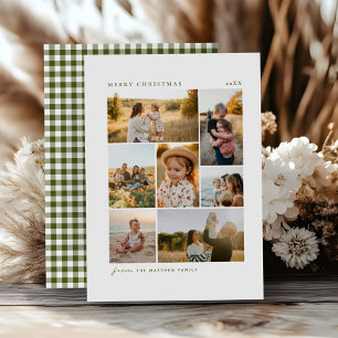 Classic Christmas Family Seven Photo Collage Holiday Card