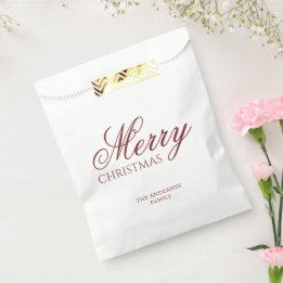 Classic Christmas Favor Bags | Deep Red Script