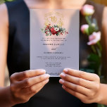 Classic Christmas Floral Crest Monogram Wedding Acrylic Invitations<br><div class="desc">Timeless and elegant yet festive holiday-themed wedding design featuring classic hand-drawn gold floral crest accented by a colorful spray of red and white Christmas flowers and evergreens. This custom formal template includes editable text fields as well as custom calligraphy text graphics.</div>