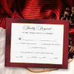 Classic Christmas Floral Crest Monogram Wedding RSVP Card<br><div class="desc">Timeless and elegant yet festive holiday-themed wedding RSVP design featuring classic hand-drawn gold floral crest accented by a colorful spray of red and white Christmas flowers and evergreens. This custom formal template includes editable text fields as well as custom calligraphy text graphics and a gold textured border. The outside border...</div>