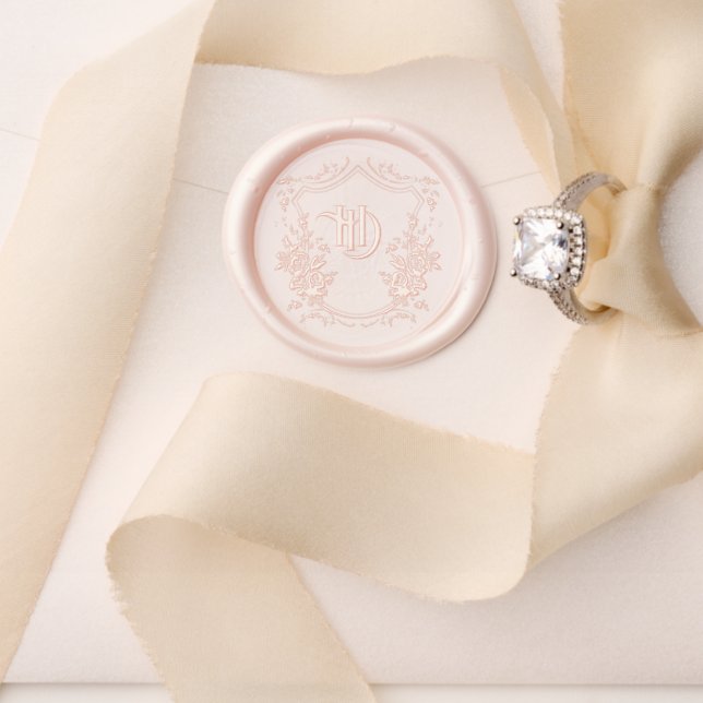 Classic Christmas Floral Crest Monogram Wedding Wax Seal Stamp (Insitu (Wedding))
