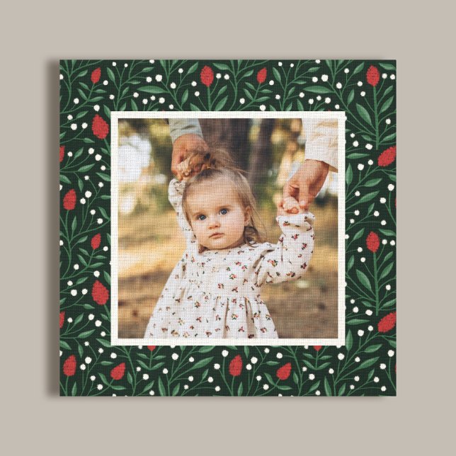 Classic Christmas Floral Frame Photo Canvas Print (Creator Uploaded)