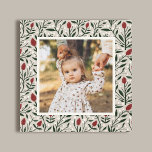 Classic Christmas Floral Frame Photo Canvas Print<br><div class="desc">This beautiful holiday canvas photo print features a hand drawn floral and greenery pattern in classic, traditional Christmas colors of deep green, burgundy red, and ivory over a custom color background (shown in light sand beige). A small ivory colored frame allows your photo to stand out against the background. Beautiful...</div>