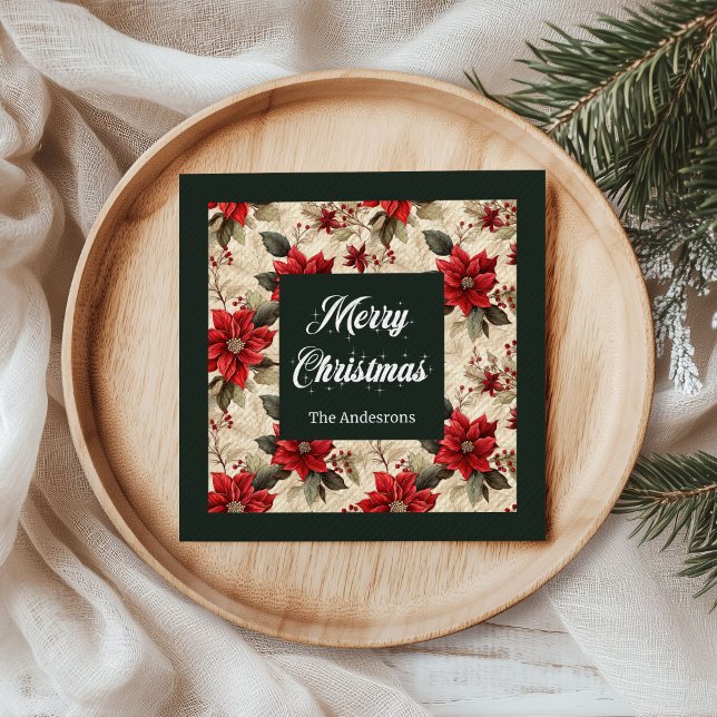 Classic Christmas Flowers Napkins Rustic Elegance (Classic Christmas Flowers Napkins Rustic Elegance)