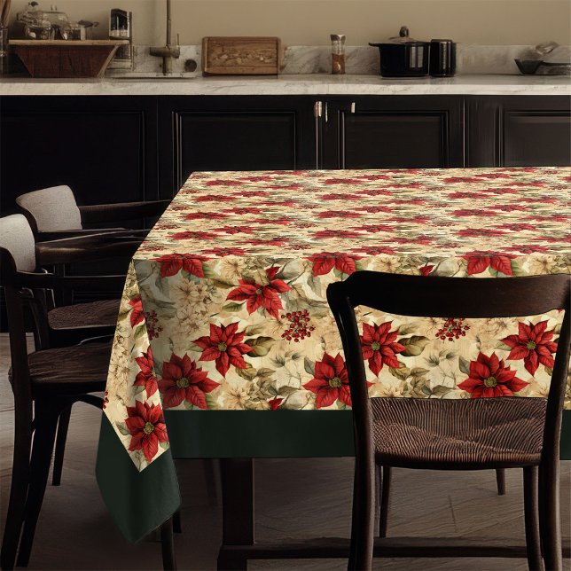 Classic Christmas Flowers Tablecloth Cozy Style (Classic Christmas Flowers Tablecloth Cozy Style)