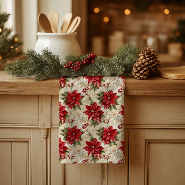 Classic Christmas Flowers Towel Cozy Rustic Decor (Classic Christmas Flowers Towel Cozy Rustic Decor)