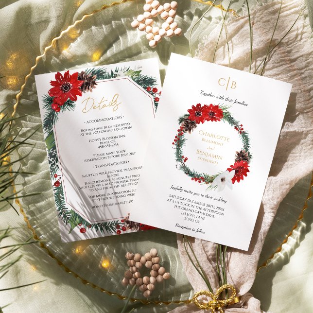 Classic Christmas Formal Monogram Details And Invitation (Creator Uploaded)