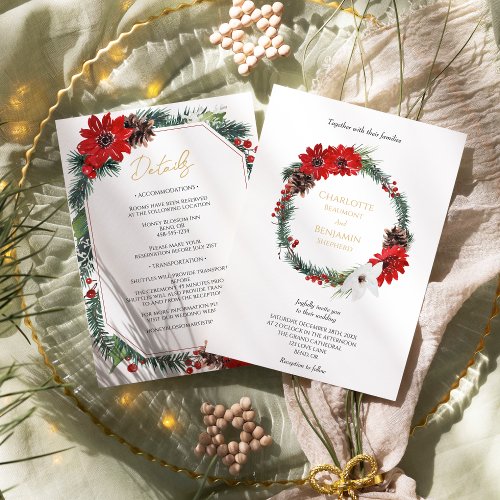 Classic Christmas Formal Wedding Details And Invitation