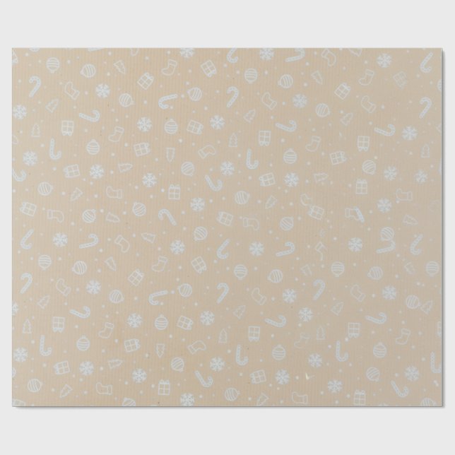 Classic Christmas Gift Wrap Paper, Kraft Backgroun (Flat)