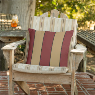 Classic Christmas Gold And Red Stripes Outdoor Pillow