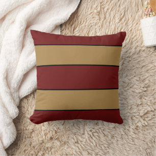 Classic Christmas Gold And Red Stripes Throw Pillow