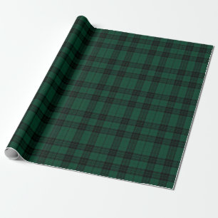 Classic Christmas Green and Black Plaid Wrapping Paper