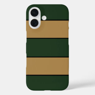 Classic Christmas Green And Gold Stripes iPhone 16 Case