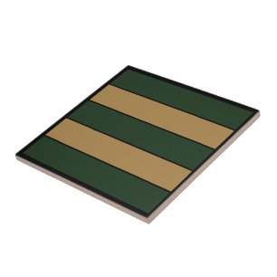 Classic Christmas Green And Gold Stripes Ceramic Tile