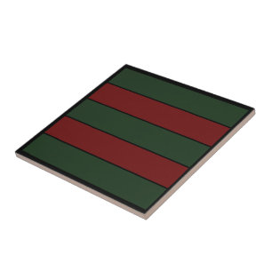 Classic Christmas Green And Red Stripes Ceramic Tile