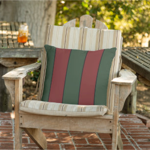 Classic Christmas Green And Red Stripes Outdoor Pillow