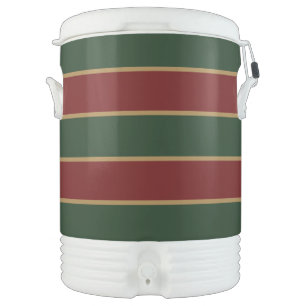 Classic Christmas Green And Red With Gold Trim Beverage Cooler