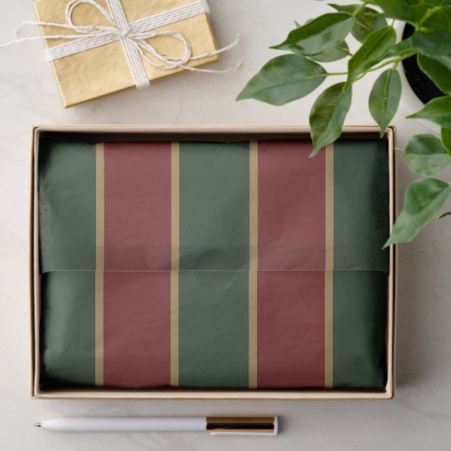 Classic Christmas Green And Red With Gold Trim Tissue Paper (Gift)