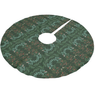 Classic Christmas Green Botanical Holiday Brushed Polyester Tree Skirt