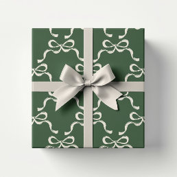 Classic Christmas Green | Modern Holiday Bows  Wrapping Paper Sheets