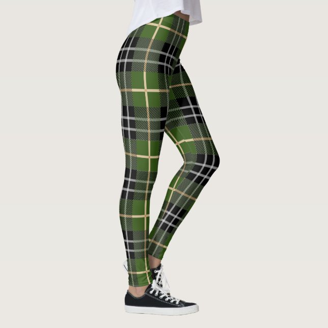 Classic Christmas Green Plaid Leggings (Right)