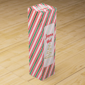 Classic Christmas Green Red Stripes Wine Box