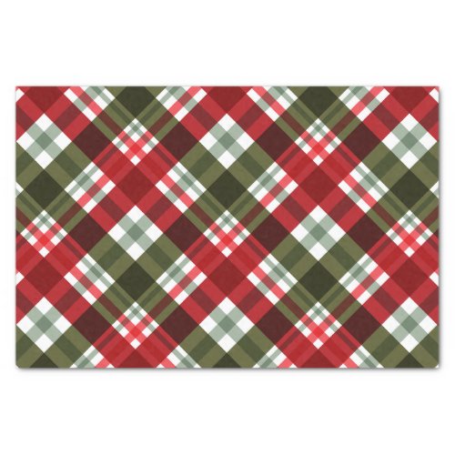 Classic Christmas Green Red White Plaid  Tissue Paper