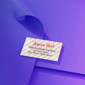 Classic Christmas Green Red White Stripes Label