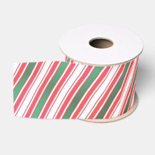 Classic Christmas Green Red White Stripes Ribbon