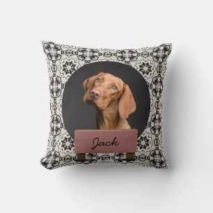 classic christmas holiday Custom Dog Photo  Throw Pillow