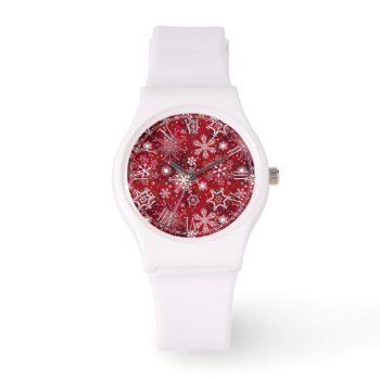 Classic Christmas Holiday Snowflake Pattern Watch by All_About_Christmas at Zazzle